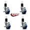 Service Caster 3'' Blue Poly Swivel 1-3/4'' Expanding Stem Caster Set with Brake, 4PK SCC-EX20S314-PPUB-BLUE-TLB-134-4 - alternate 4